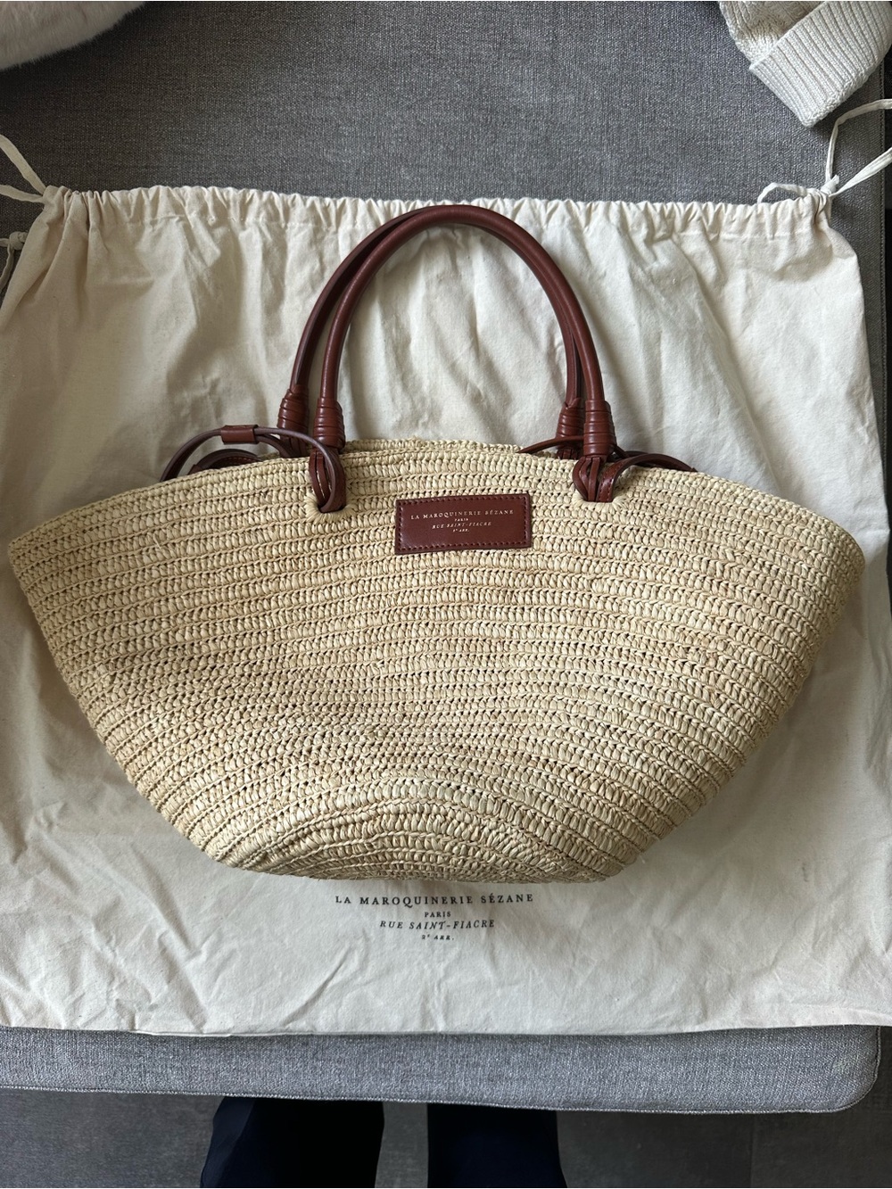 Sezane Justine Basket Bag Natural Raffia - Size TU - Picture 2 of 7